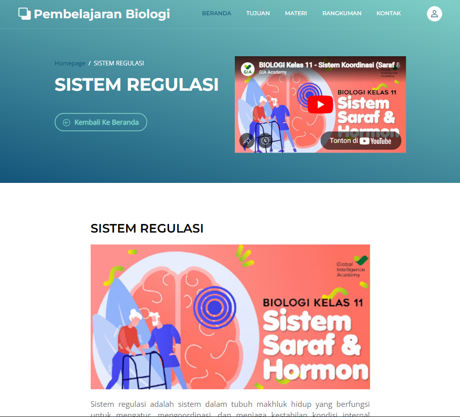 Tampilan Biology LMS